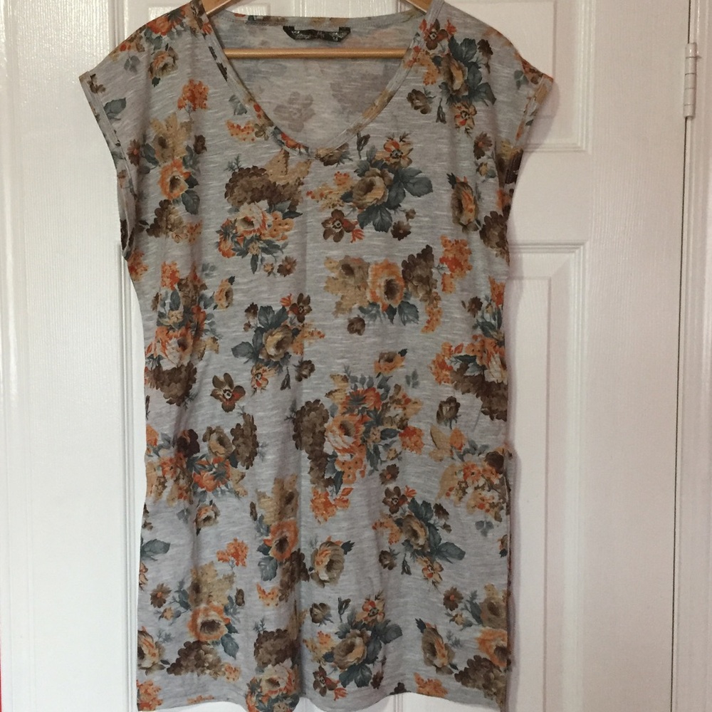 Floral print short sleeve blouse
